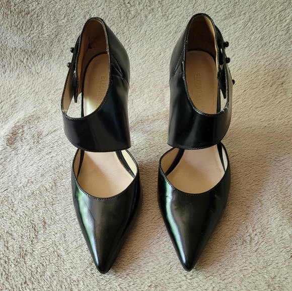 Elizabeth and James Blk Leather Stilettos - Picture 2 of 15